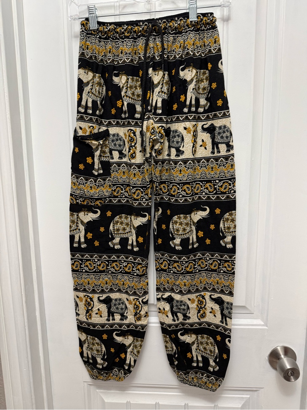 Earthbound Trading Co Boho Elephant Harem Pants Brown Black Sz Small (57-14)
